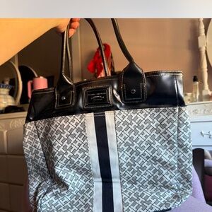 Tommy Hilfiger Black and White Patterned Tote